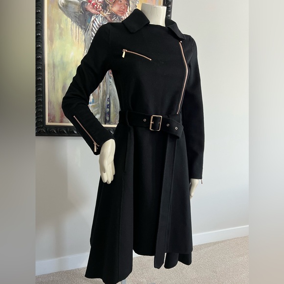 NET BCBGMAXAZRIA BLACK RYAN WOOL BLEND TRENCH COAT SZ XXSMALL - Picture 4 of 11